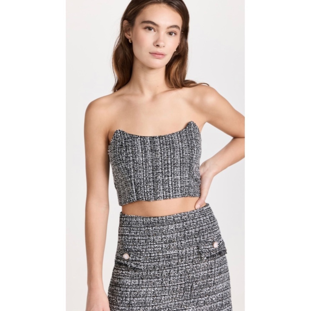 En Saison black and white tweed crop top